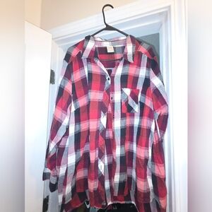 Faded Glory Red and Black Plaid Shirt